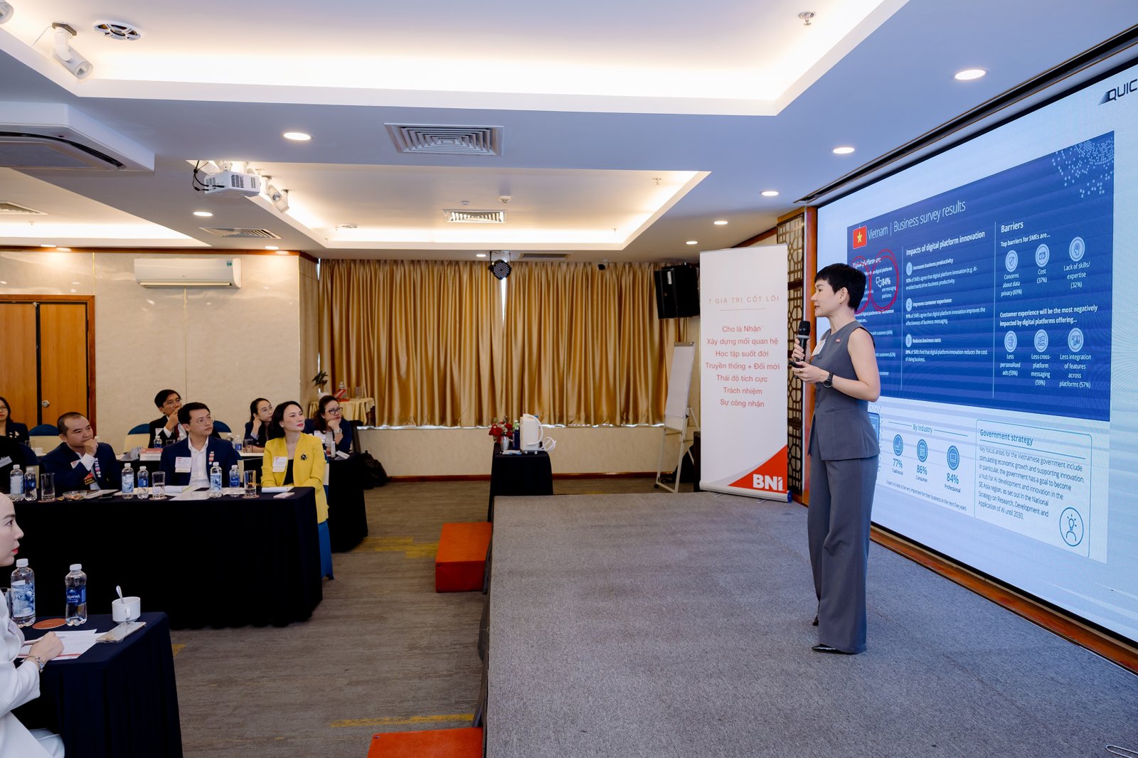 Lê Vũ Xuân Quỳnh thuyết trình trong công việc